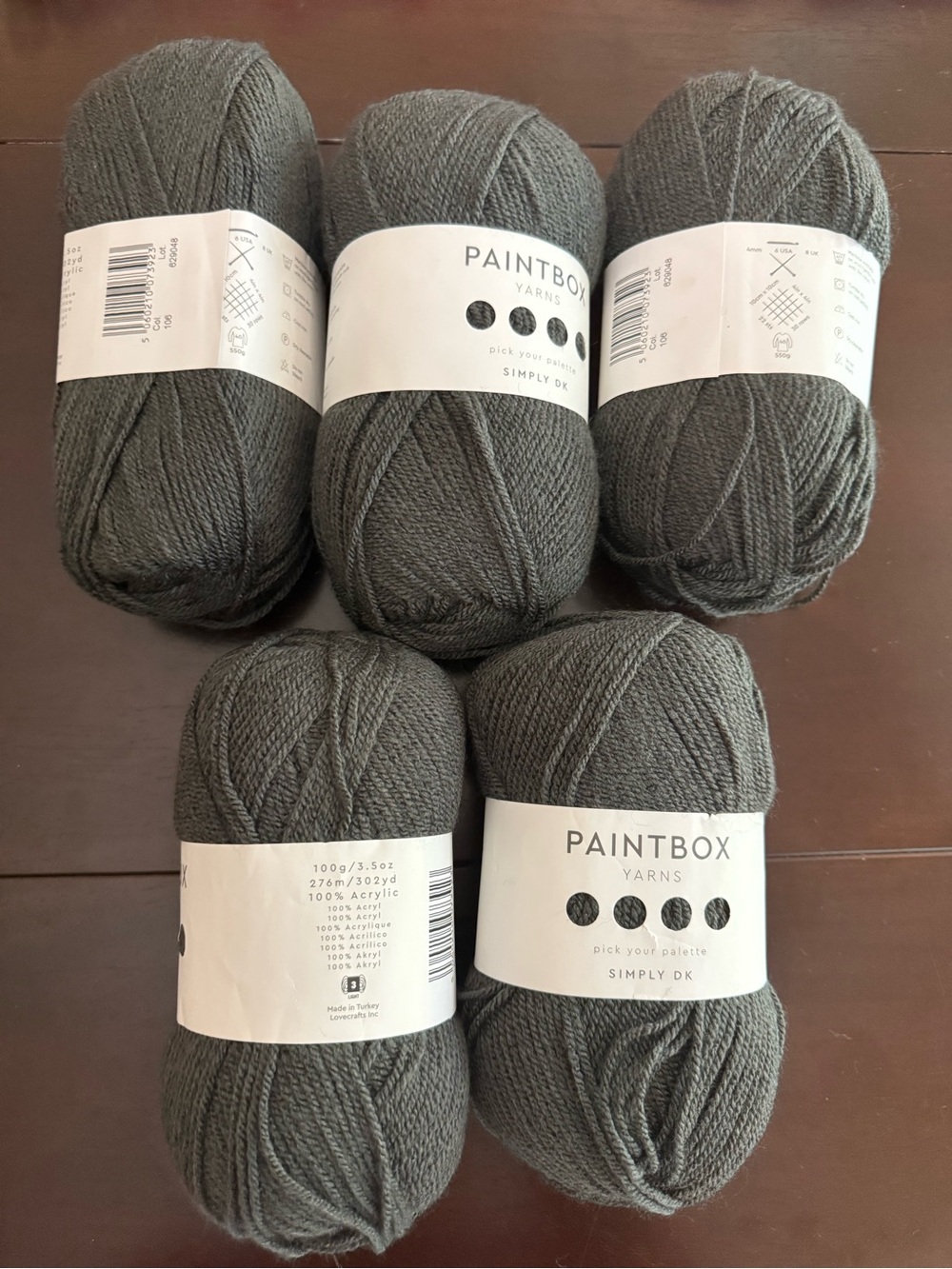 Paintbox Granite Gray Acrylic Yarn Multipack - 5 Skeins - Picture 3 of 10